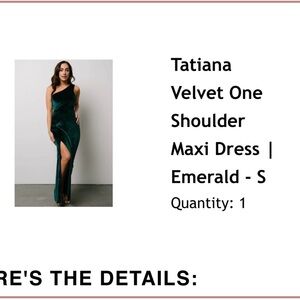 Baltic Born Velvet One-Shoulder Maxi Dress - Emerald Green